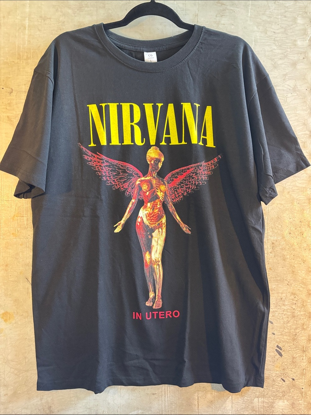 NIRVANA Black Graphic 'In Utero' Tee with Yellow Logo